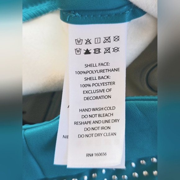 Sincerely Jules Turquoise Blue Faux Leather Studded Suede Fringe Western Skirt - Picture 9 of 10